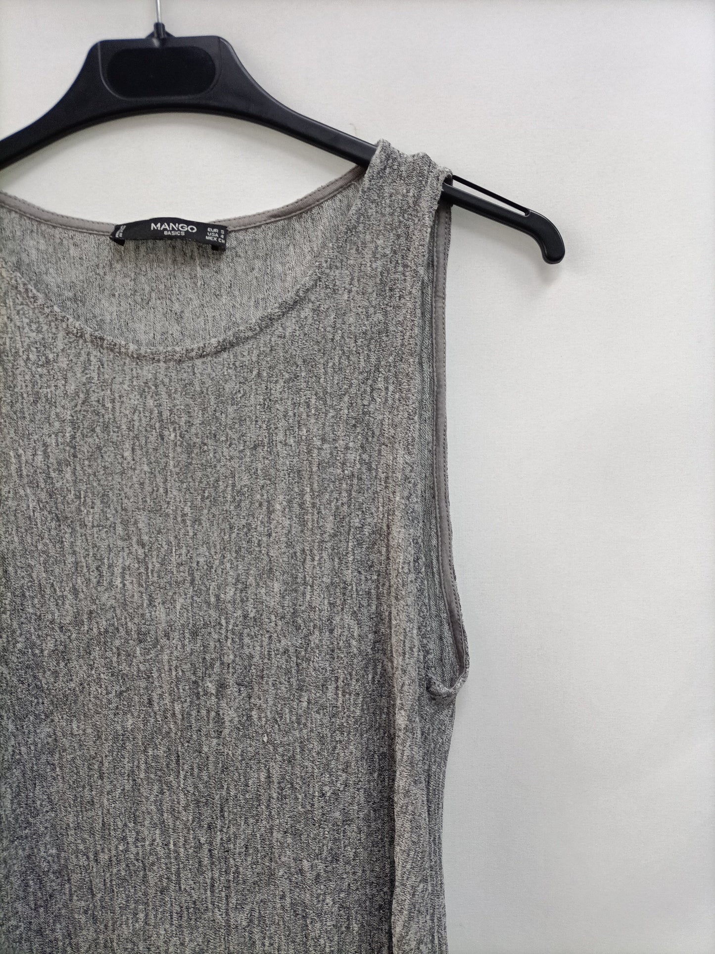 MANGO. Vestido gris jaspeado T.s