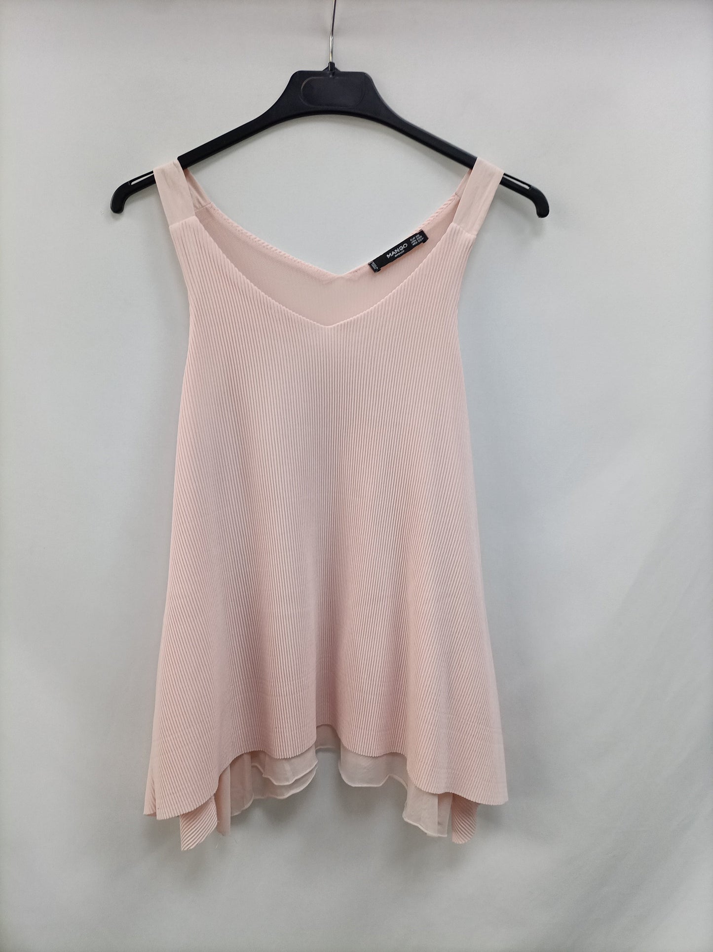 MANGO. Top rosa plisado T.xs