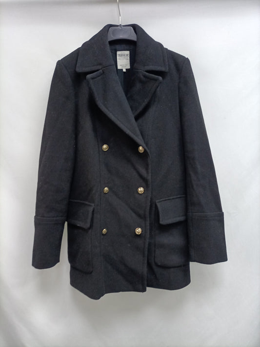 ZARA. Abrigo negro paño T.s