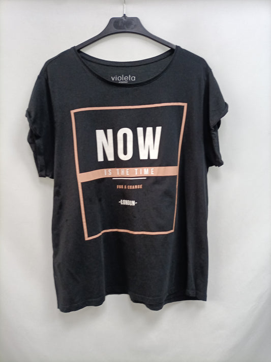 VIOLETA BY MANGO.Camiseta negra T.L
