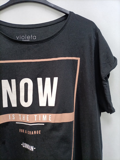 VIOLETA BY MANGO.Camiseta negra T.L