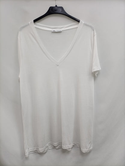 ZARA.Camisa blanca básica T.XL