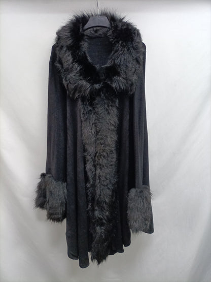 OTRAS.Abrigo punto y pelo negro TU (m/l)