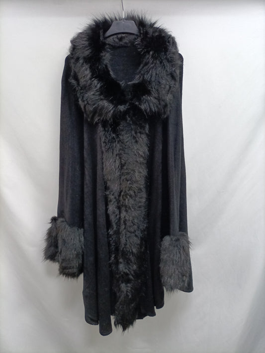 OTRAS.Abrigo punto y pelo negro TU (m/l)