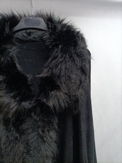 OTRAS.Abrigo punto y pelo negro TU (m/l)