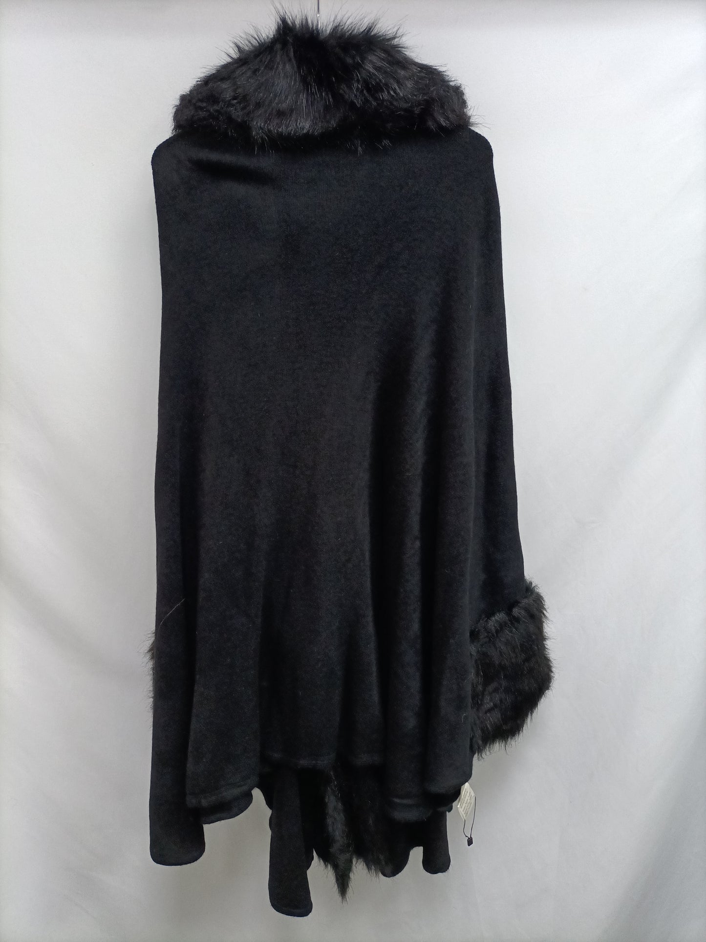 OTRAS.Abrigo punto y pelo negro TU (m/l)