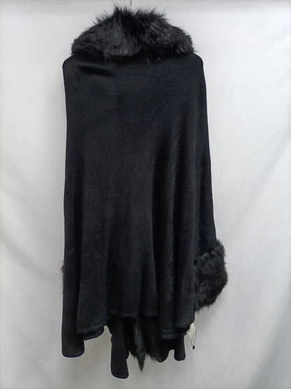 OTRAS.Abrigo punto y pelo negro TU (m/l)