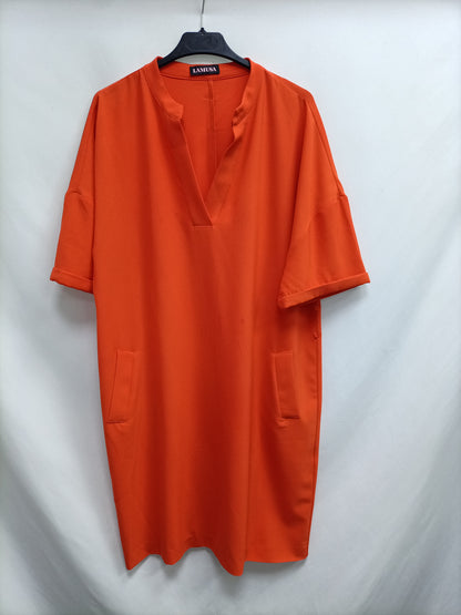 LAMUSA.Vestido corto naranja T.XL(tara)