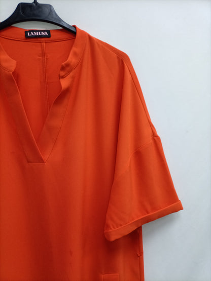 LAMUSA.Vestido corto naranja T.XL(tara)