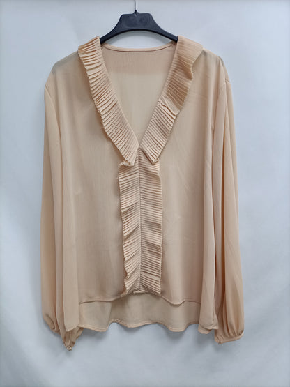 MarketOTRAS.Blusa nude volantes T.XL