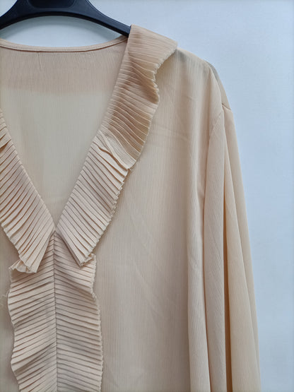 MarketOTRAS.Blusa nude volantes T.XL