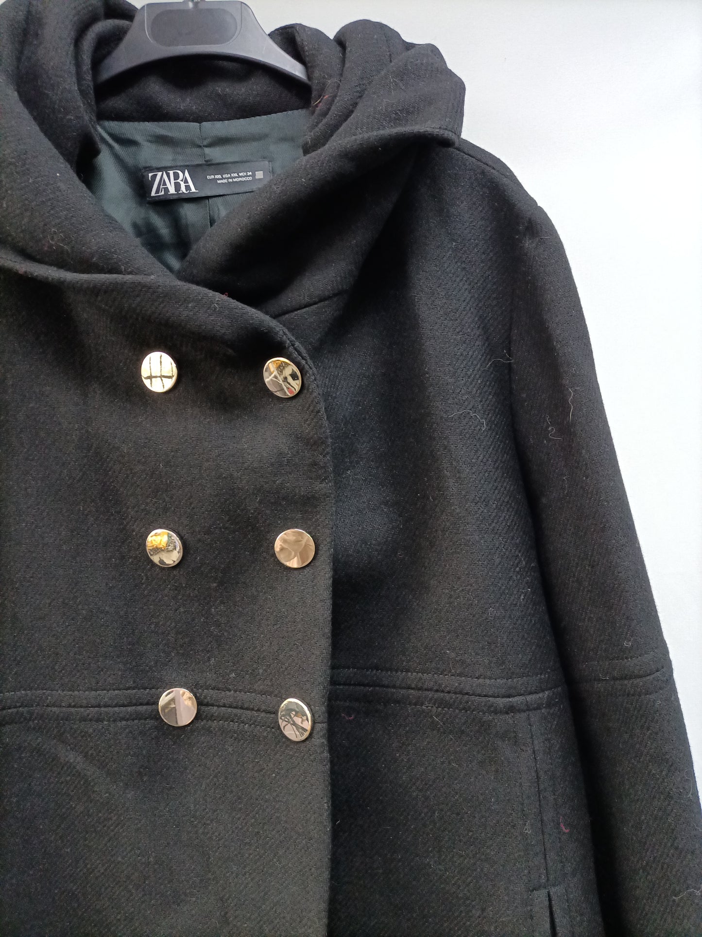 ZARA.Abrigo largo negro T.XXL