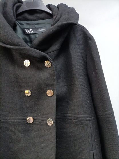 ZARA.Abrigo largo negro T.XXL