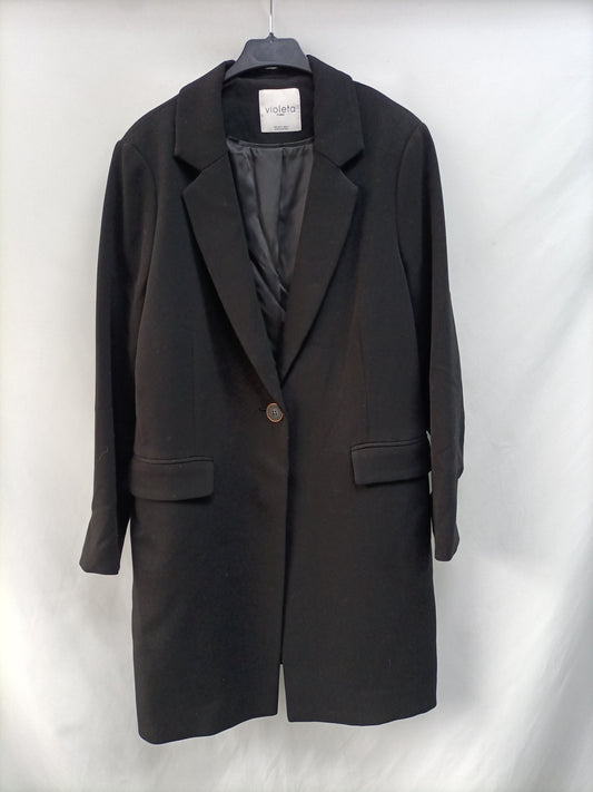 VIOLETA BY MANGO.Abrigo largo negro T.M
