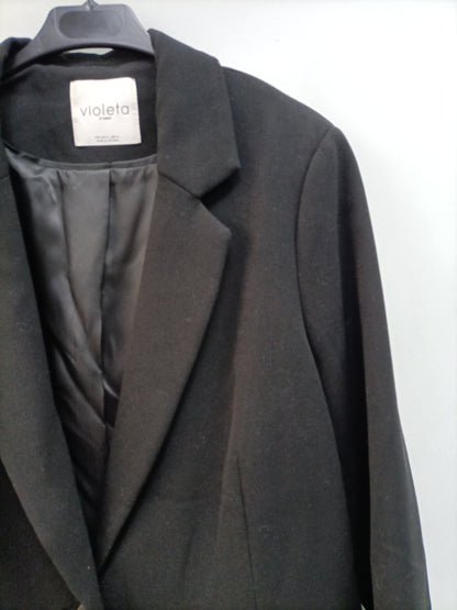 VIOLETA BY MANGO.Abrigo largo negro T.M