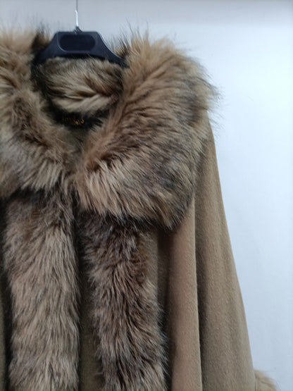 OTRAS.Abrigo punto y pelo beige TU (m/l)