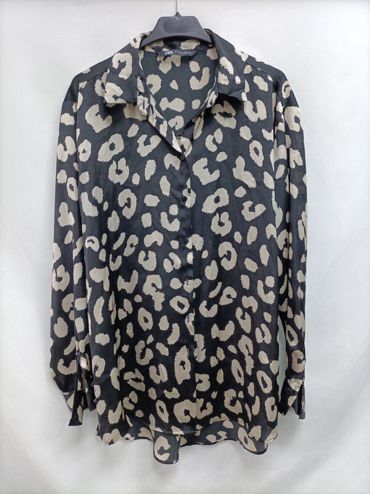 ZARA.Blusa fluida animal print T.L