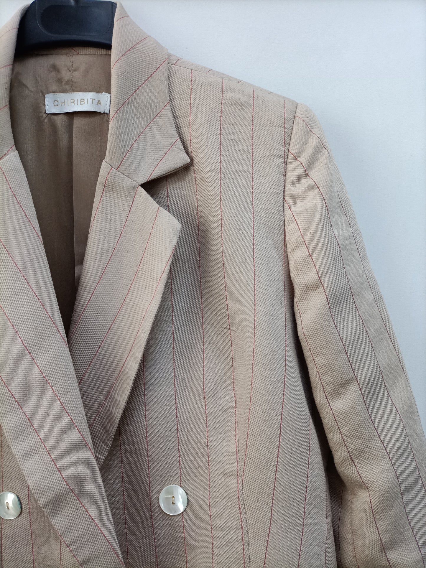 CHIRIBITA. Blazer beige rayas T.36