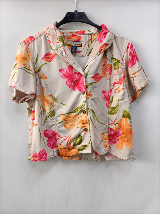 HAVANA JACKS. Beige floral Ts shirt