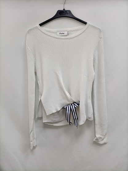 POETE. Top blanco canalé T.l