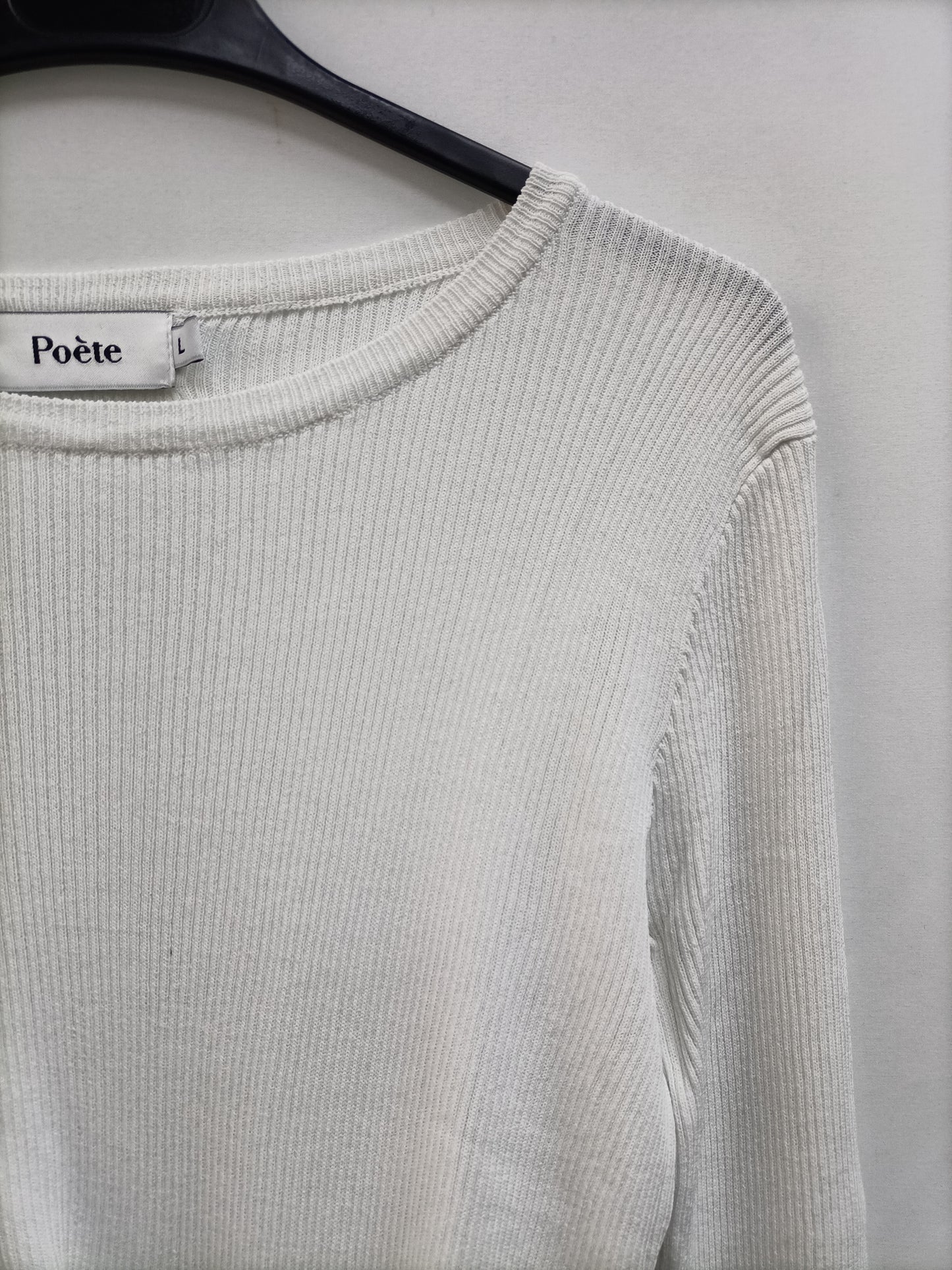 POETE. Top blanco canalé T.l