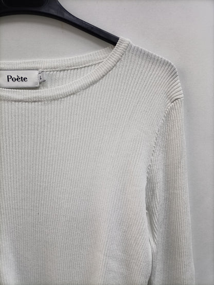 POETE. Top blanco canalé T.l