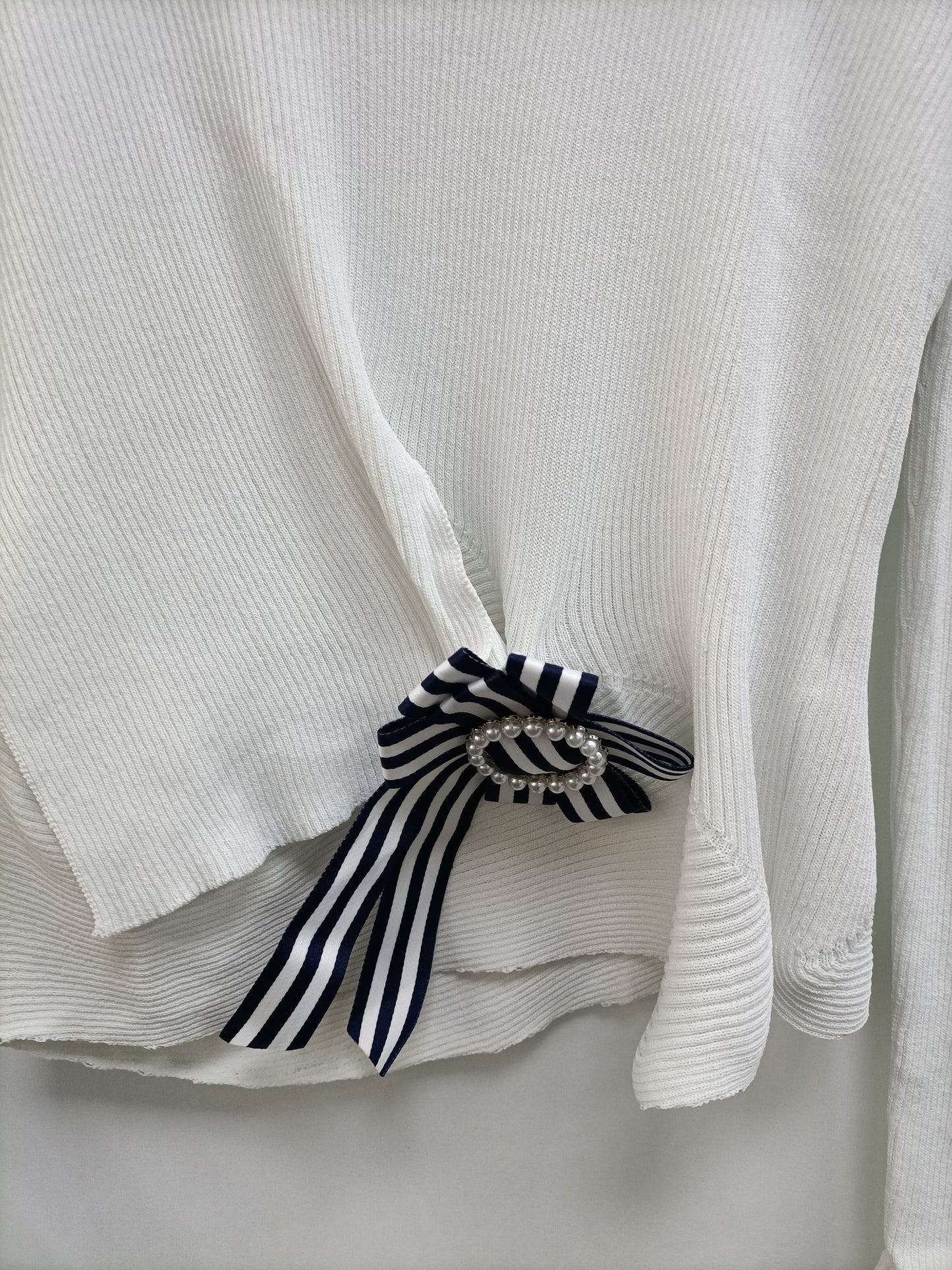 POETE. Top blanco canalé T.l