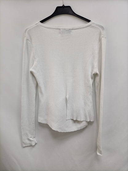 POETE. Top blanco canalé T.l