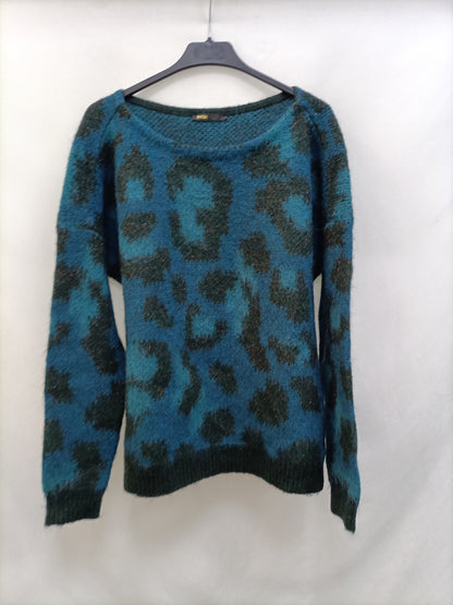 MAJE. Jersey azul estampado T.u(m)