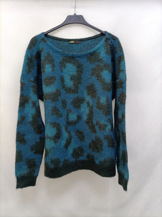 MAJE. Jersey azul estampado T.u(m)