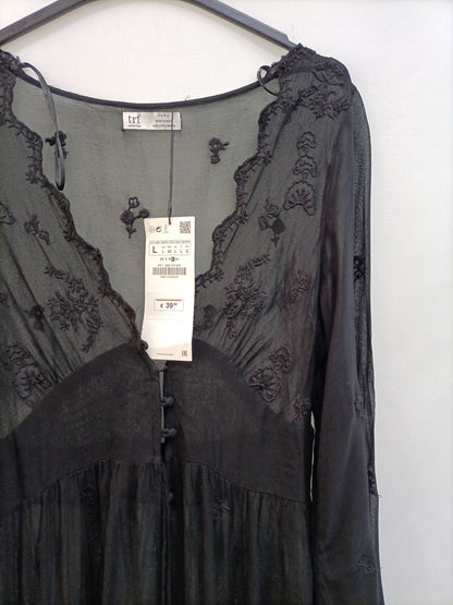 ZARA. Black lace kimono Tl(tara)