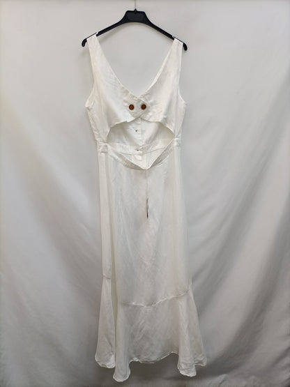MANGO. Vestido largo blanco T.l