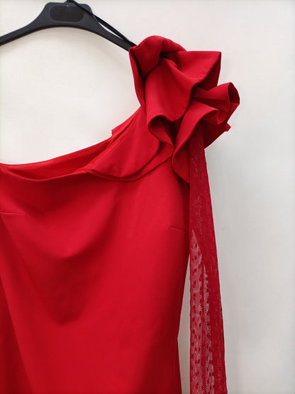 OTRAS. Vestido rojo plumeti T.u(s/m)
