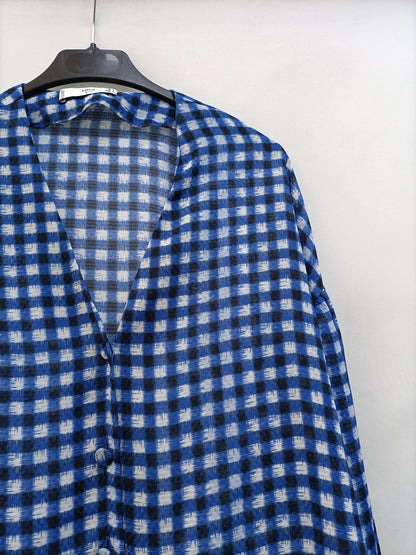 MANGO. Flowy checked Ts blouse