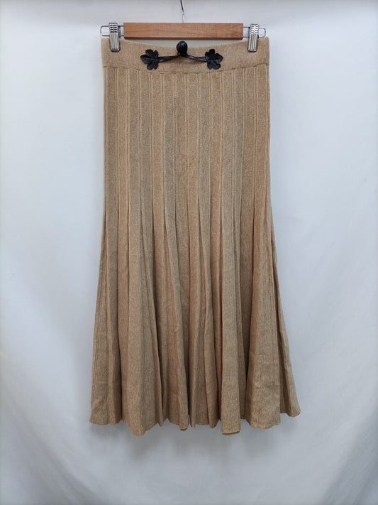 ROSAS ROJAS. Falda de punto beige T.u(S)
