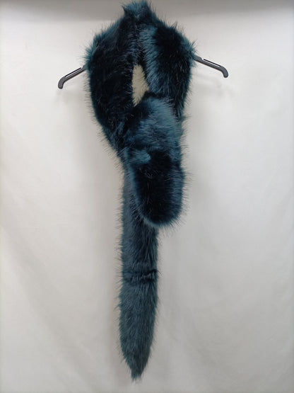 VIOLETA BY MANGO. Green fur collar