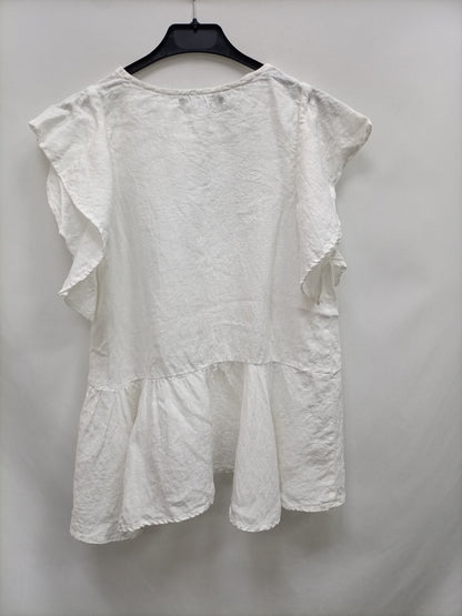 SFERA. Top lino blanco  T.s
