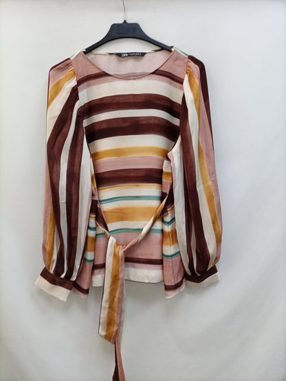 ZARA. Flowy striped Ts blouse