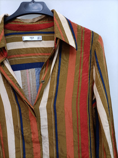 MANGO. Flowy striped Ts blouse