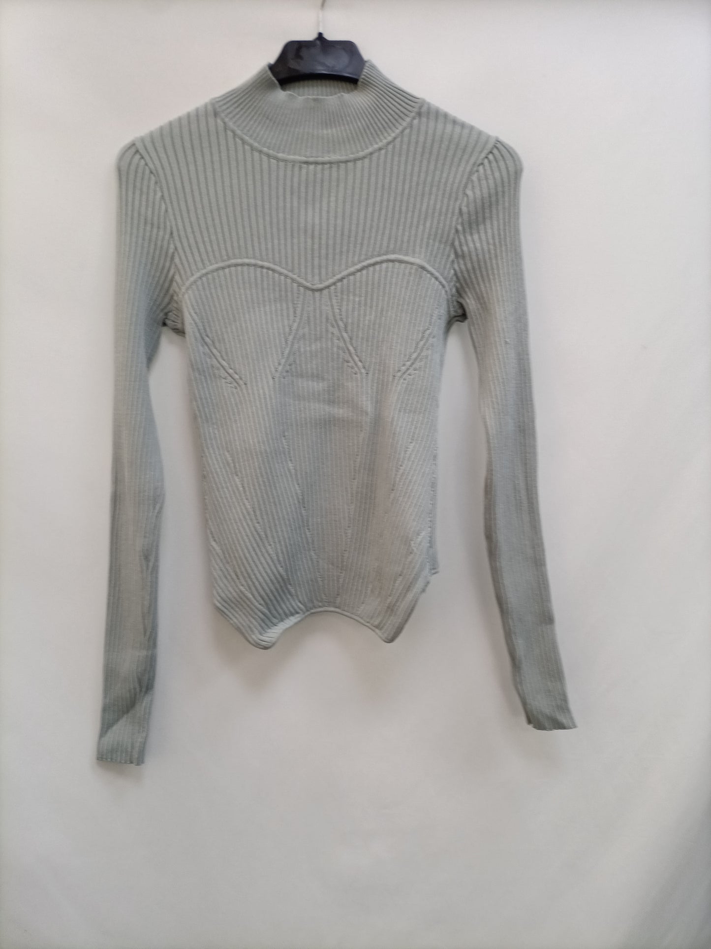 ZARA.Blue ribbed knit top TM