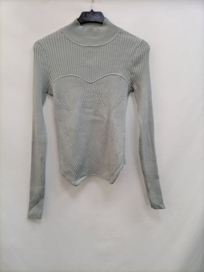ZARA.Blue ribbed knit top TM
