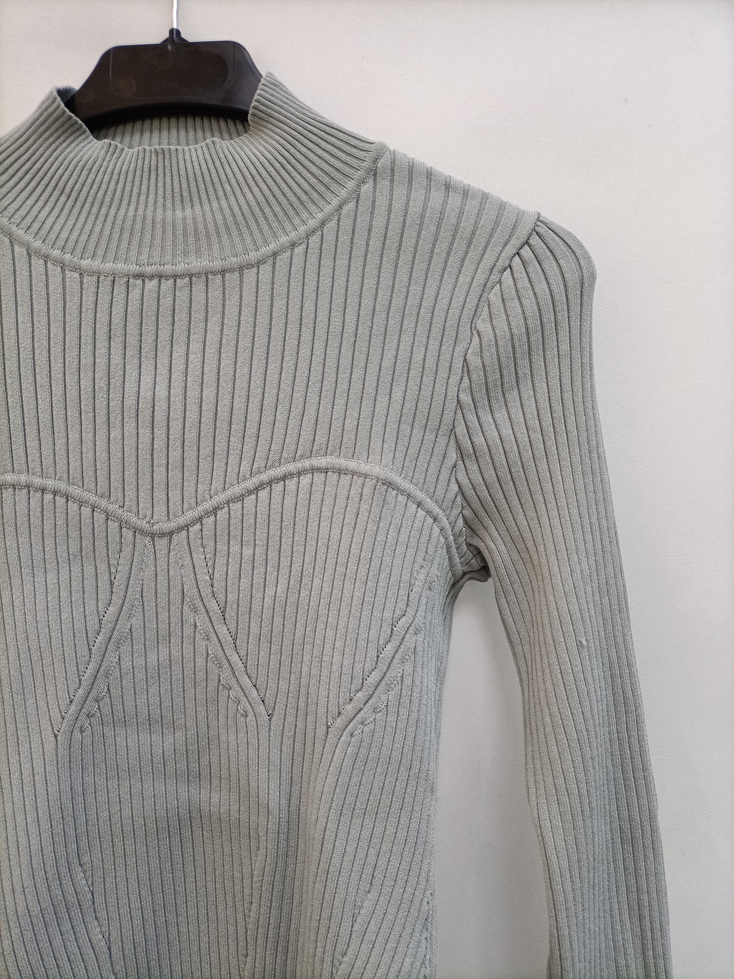 ZARA.Blue ribbed knit top TM