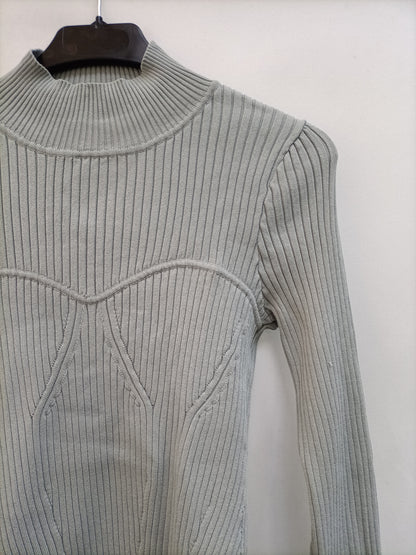 ZARA.Blue ribbed knit top TM