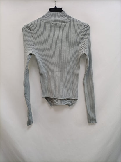 ZARA.Blue ribbed knit top TM