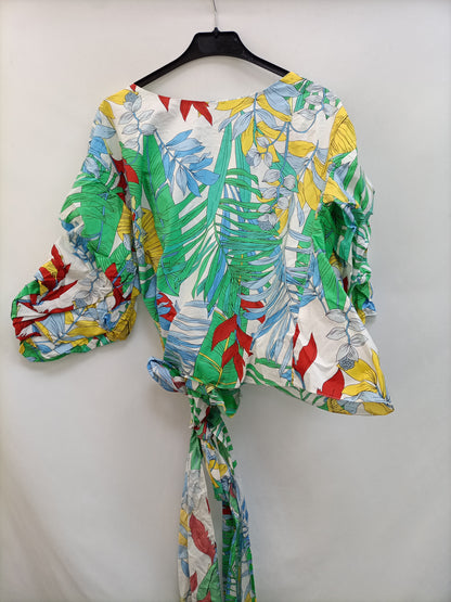 ZARA. Floral blouse with bow Ts