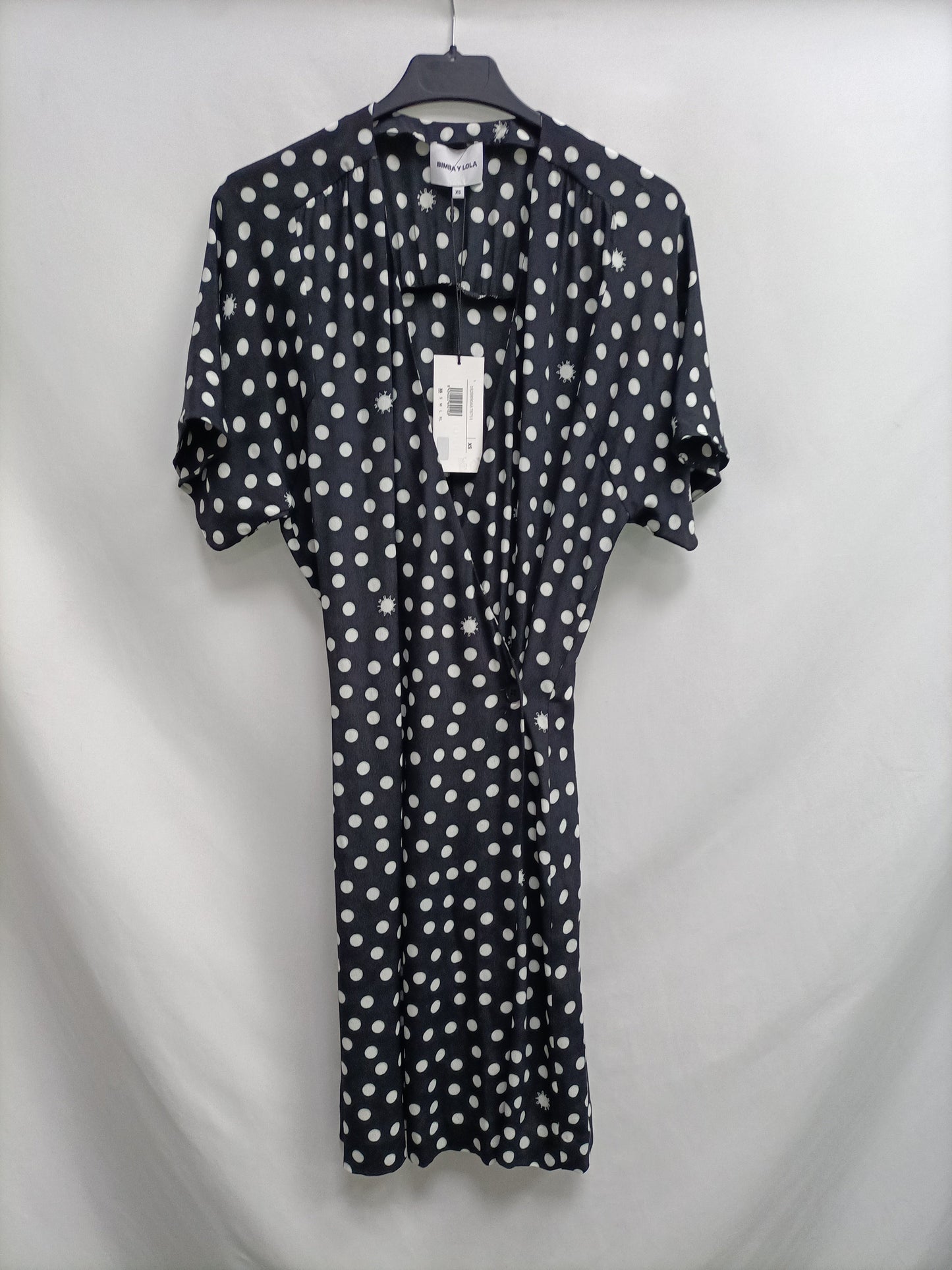 BIMBA Y LOLA.Vestido lunares abotonado T.XS