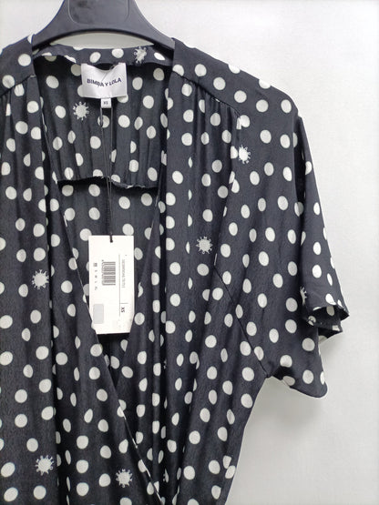 BIMBA Y LOLA.Vestido lunares abotonado T.XS