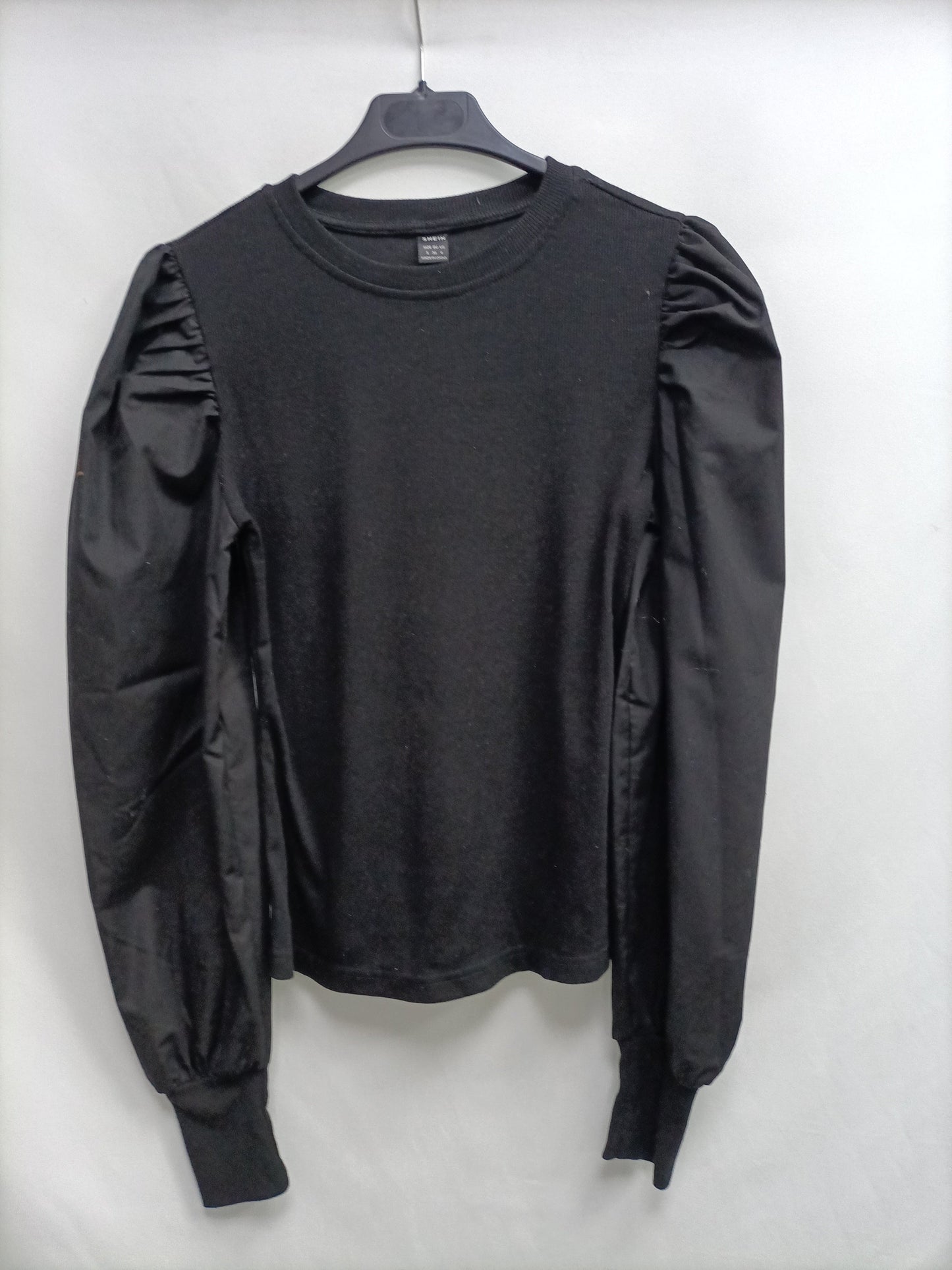 SHEIN.Top negro doble textura T.S