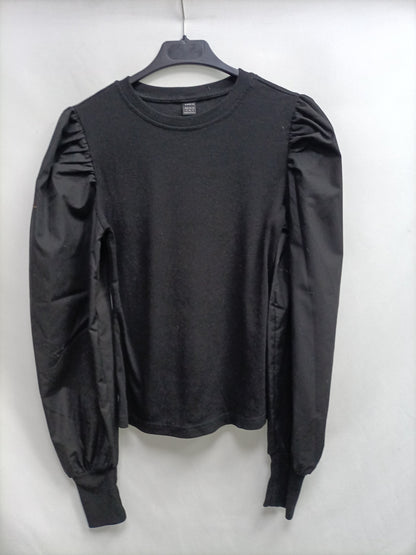 SHEIN.Top negro doble textura T.S