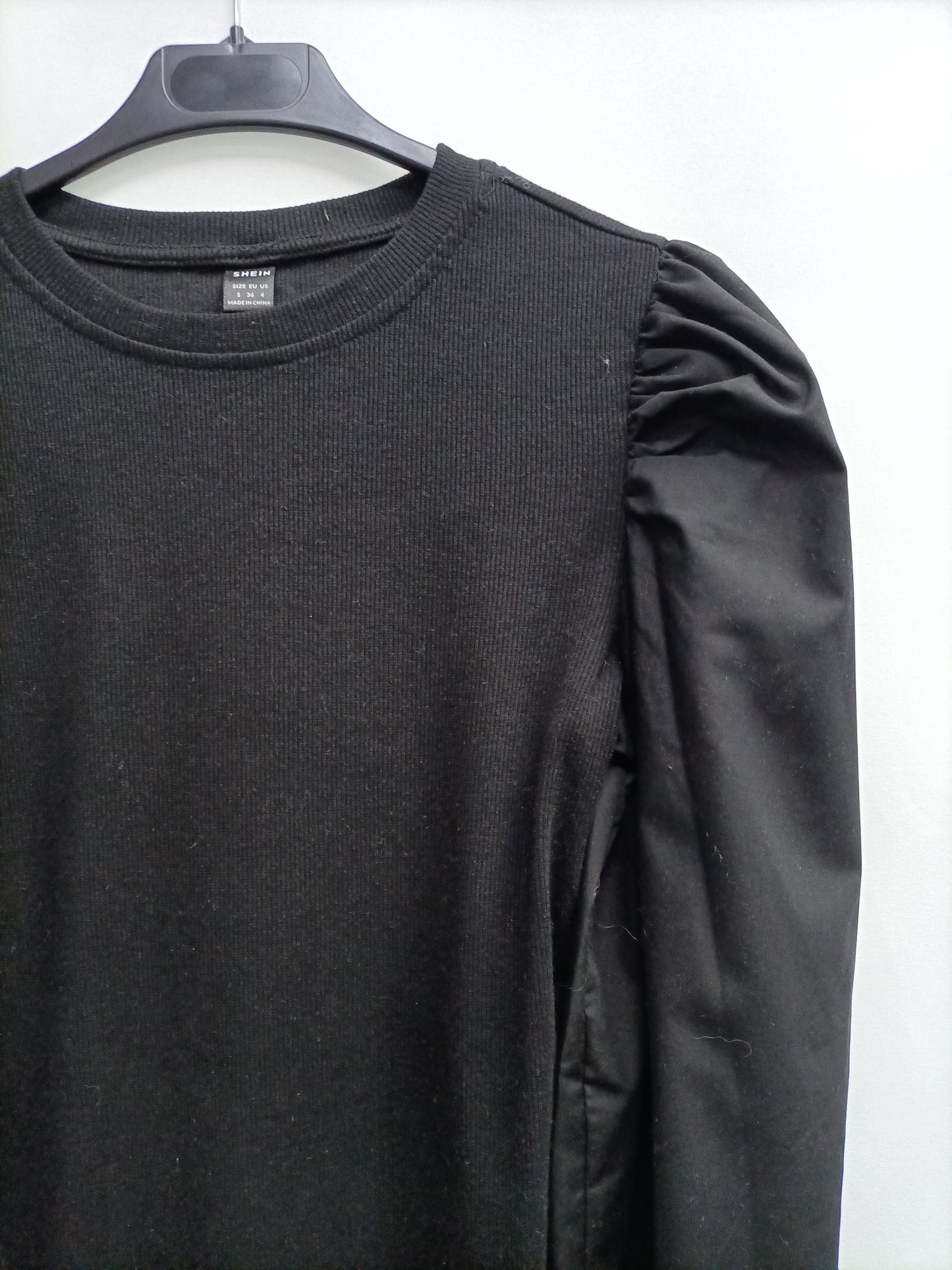 SHEIN.Top negro doble textura T.S